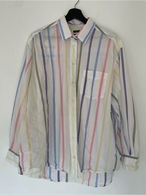 GAP The Big Shirt 100% Cotton Multicolor Striped Button Down Size L